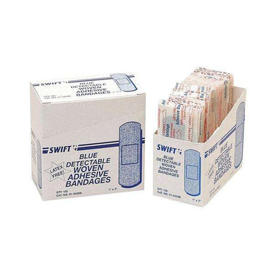 Bandage Metal Detectable Fabric Swift 1x3" Flexible Blue LF 100/Bx - Surgical Supplies NY